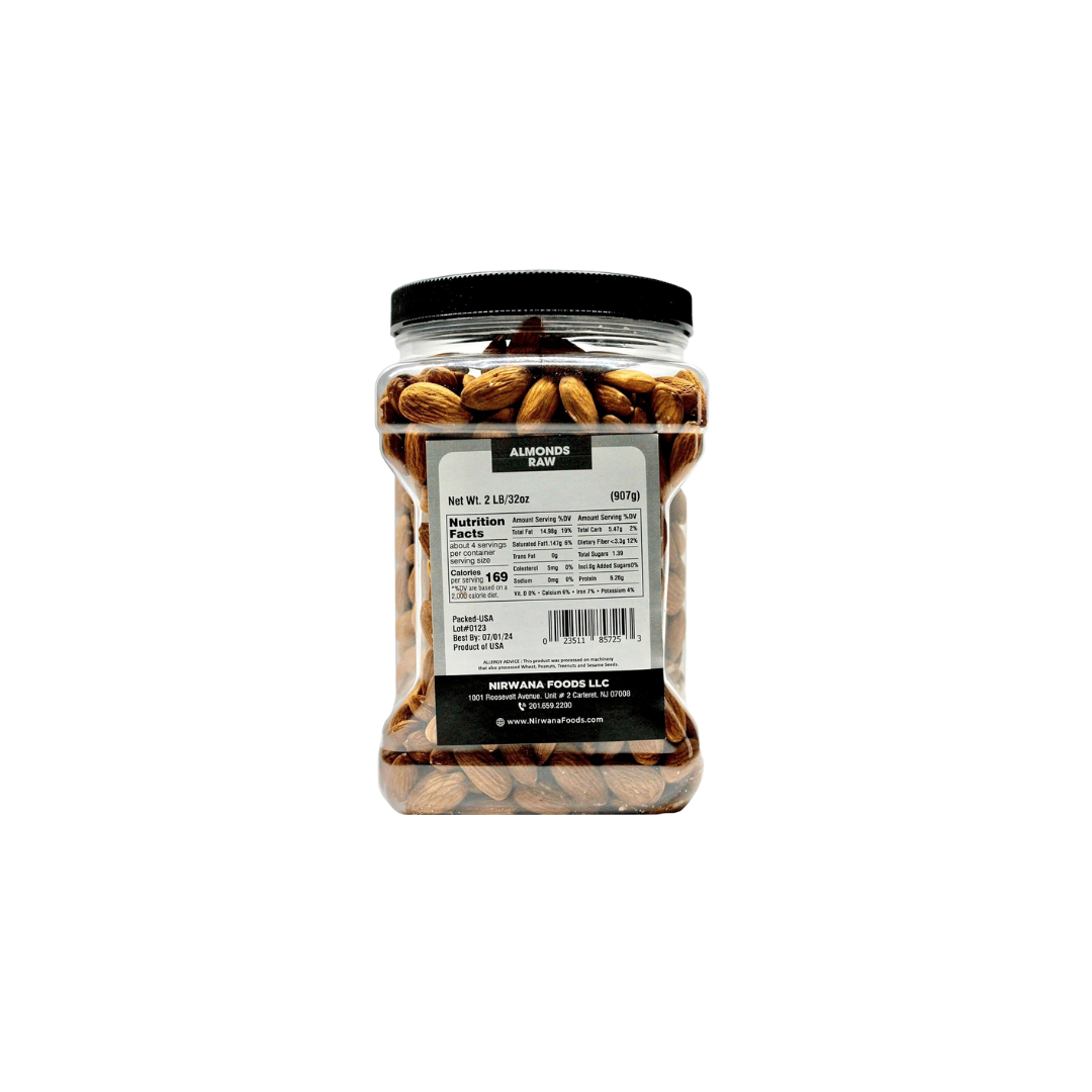 Nirwana Raw Almonds – Premium Quality (2 lb Large Jar)