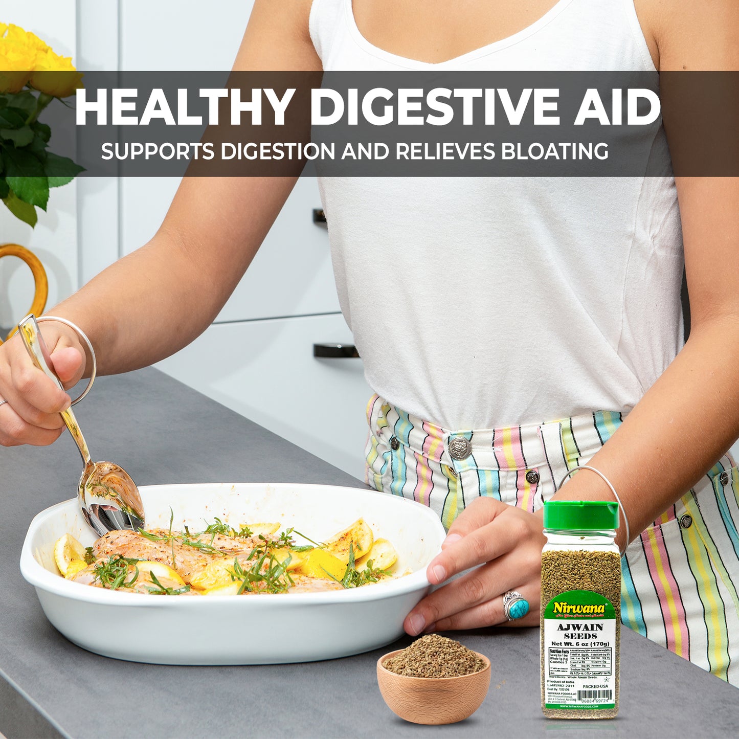 Nirwana Ajwain Seeds – 6oz Small Jar | Premium Whole Ajwain for Cooking & Spice Blends