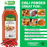 Nirwana Chili Powder – 16oz Medium Jar | Premium Ground Chili for Cooking, Seasoning & Spice Blends