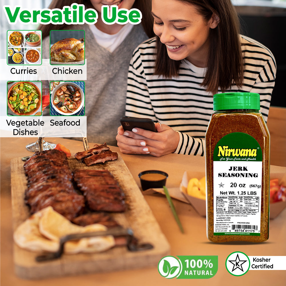 Nirwana Jerk Seasoning – 20oz Medium Jar | Premium Spicy Herb & Spice Blend for Cooking & Grilling