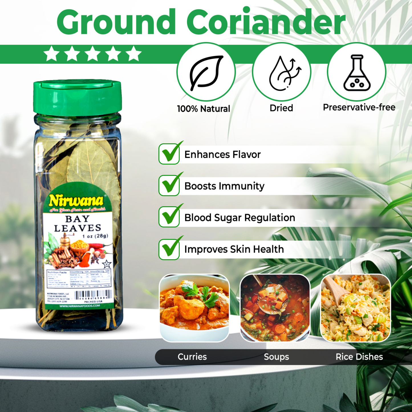 Nirwana Bay Leaves – 1 oz Small Jar | Aromatic Premium Whole Leaves for Cooking & Spice Blends