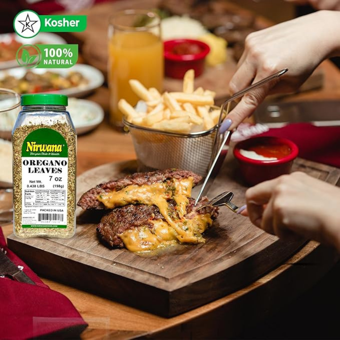 Nirwana Oregano Leaves – 7 oz Medium Jar | Premium Dried Oregano for Cooking & Spice Blends