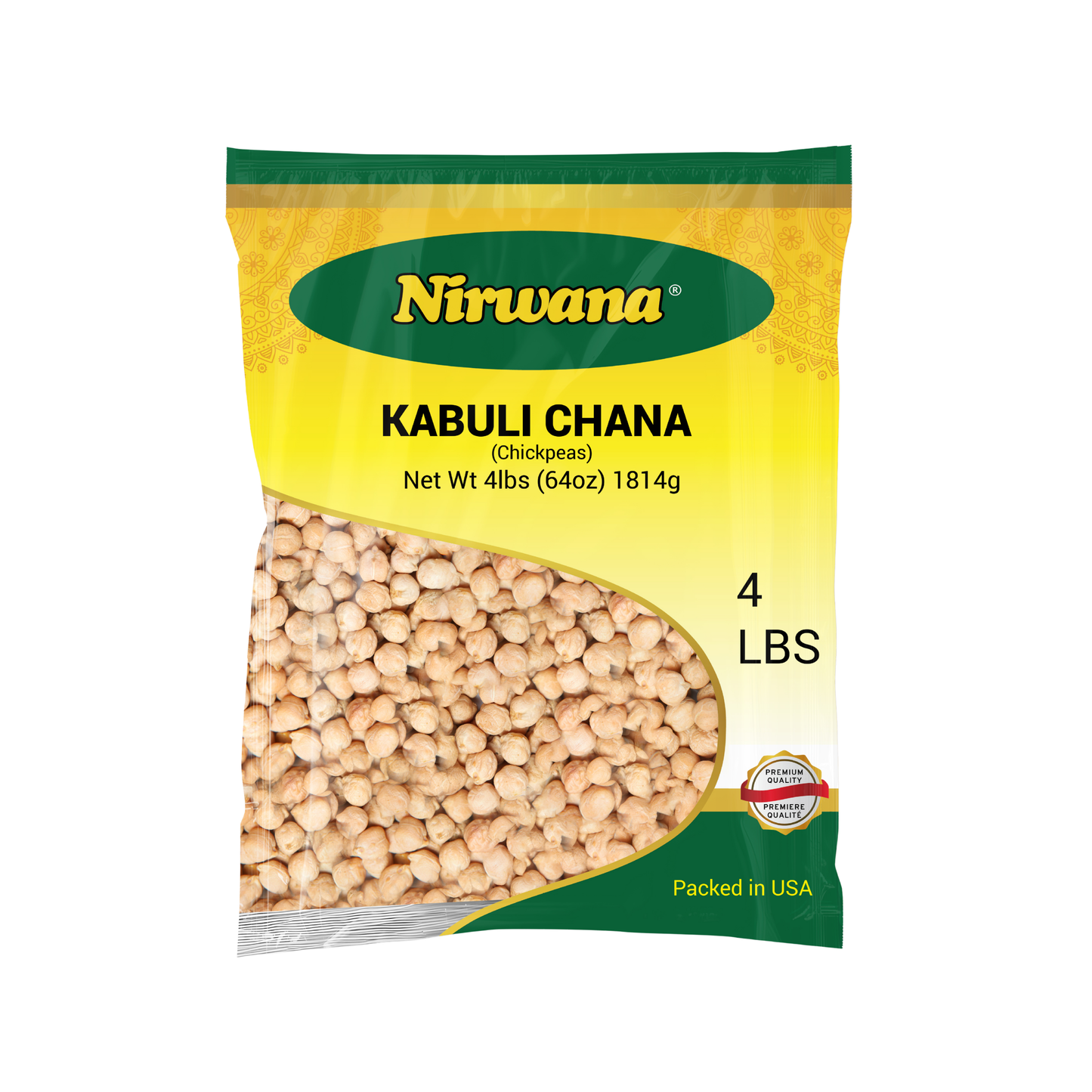Nirwana White Chickpeas (Kabuli Chana) – 4 lbs Bag | Premium Whole Garbanzo Beans for Curries, Soups & Snacks