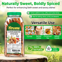 Nirwana Cinnamon Sticks – 8oz Medium Jar | Premium Whole Cinnamon for Cooking & Spice Blends