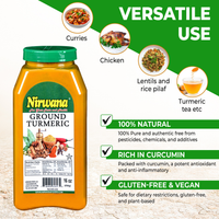 Nirwana Turmeric Powder – 16oz (Medium Jar) | Premium Ground Turmeric for Cooking & Wellness