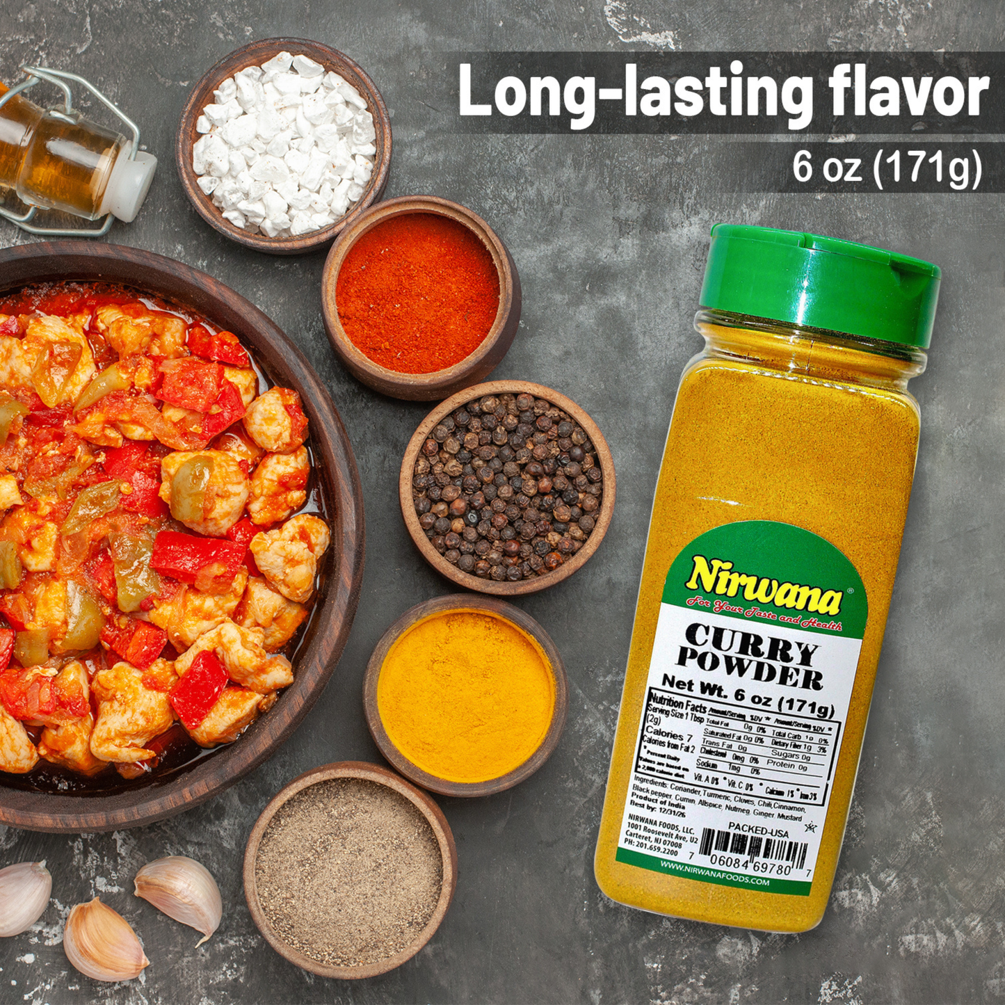 Nirwana Curry Powder – 6oz Small Jar | Aromatic, Flavorful Spice Blend for Cooking