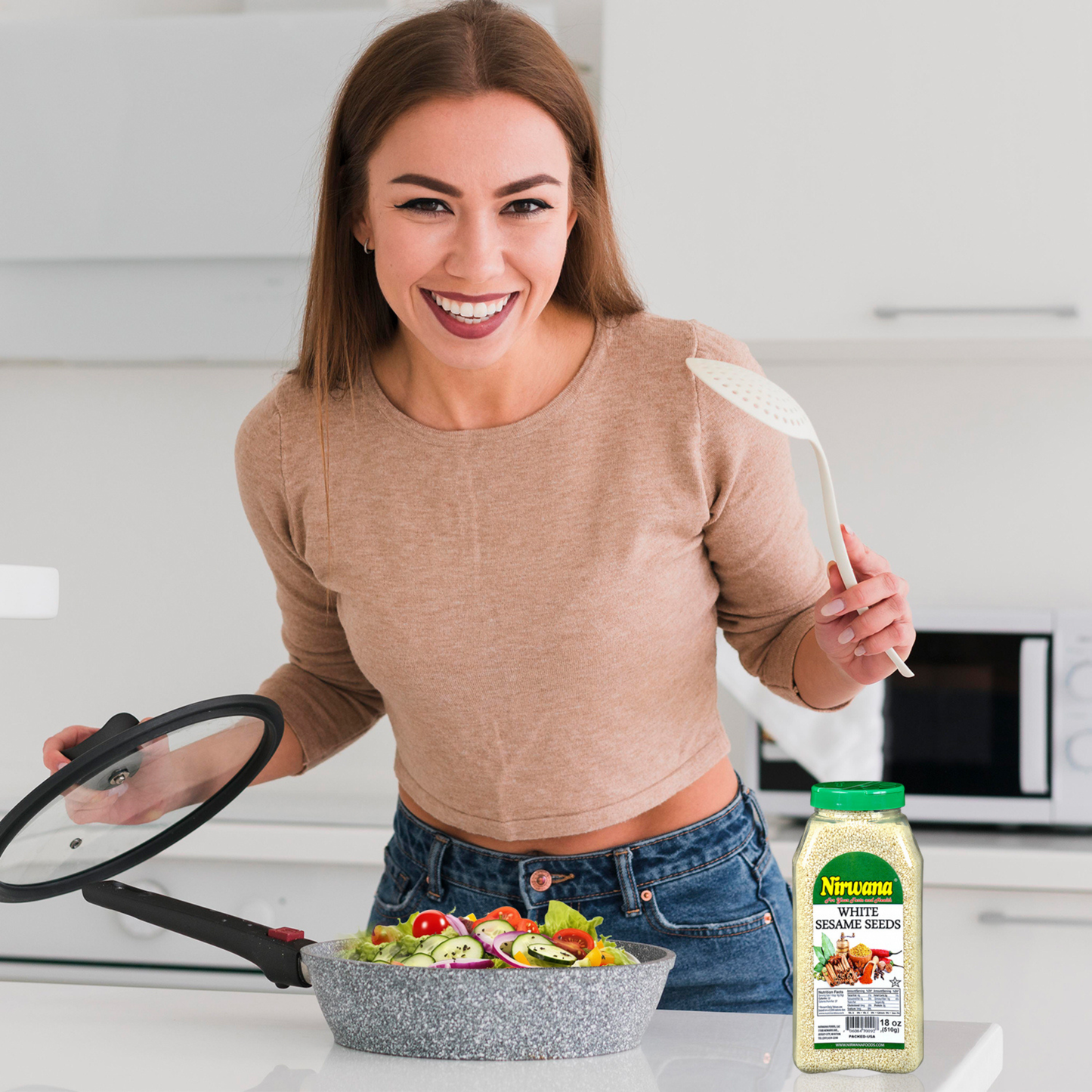 Nirwana White Sesame Seeds – 12oz | Premium Natural Whole Sesame Seeds for Cooking & Baking