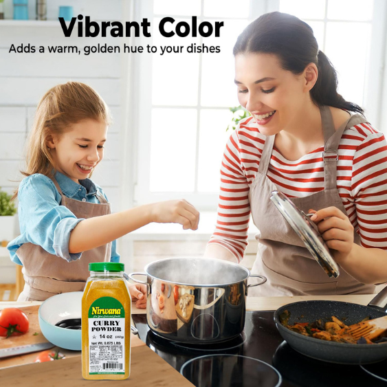 Nirwana Curry Powder – 14oz Medium Jar | Premium Aromatic Spice Blend for Cooking & Seasoning