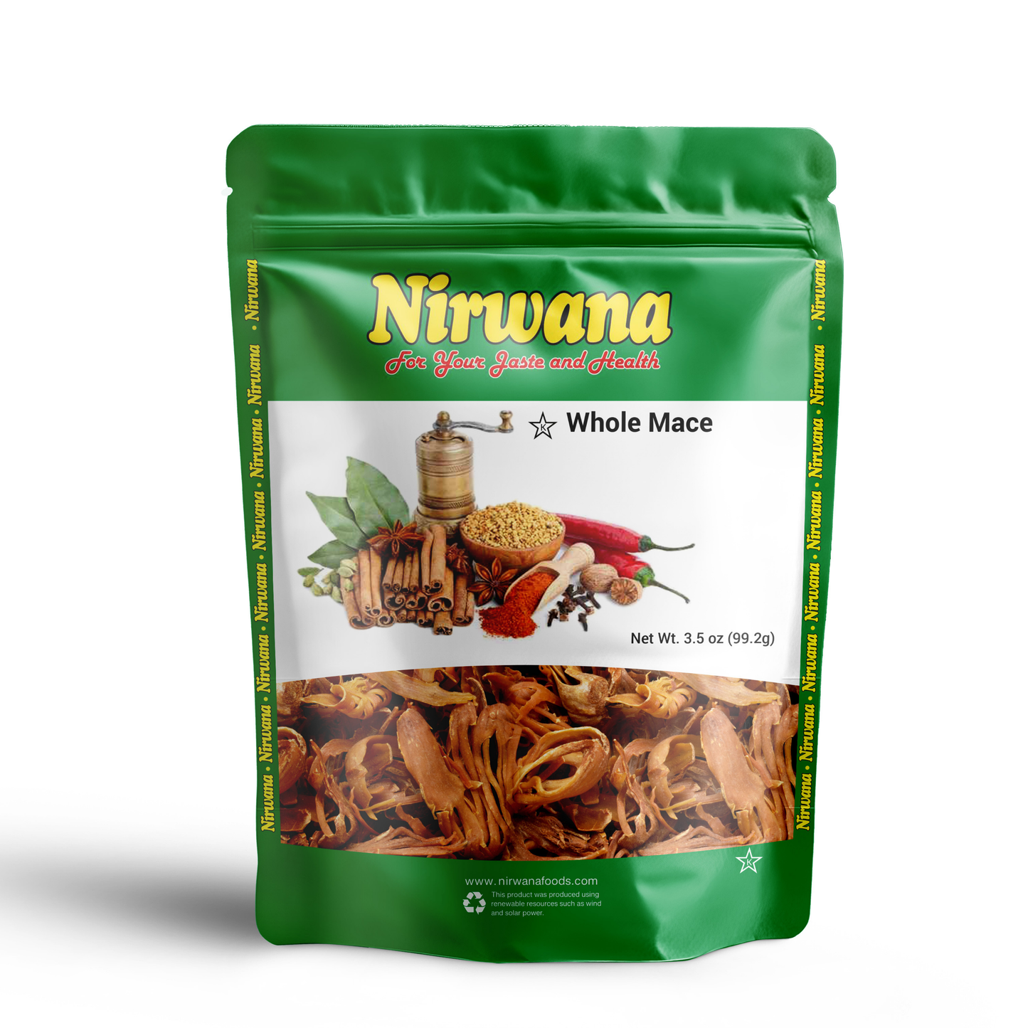 Nirwana Whole Mace 3.5 oz – Premium Aromatic Mace Spice, Perfect for Baking, Curries, Sauces & Spice Blends, Resealable Stand-Up Pouch, All-Natural Gourmet Seasoning