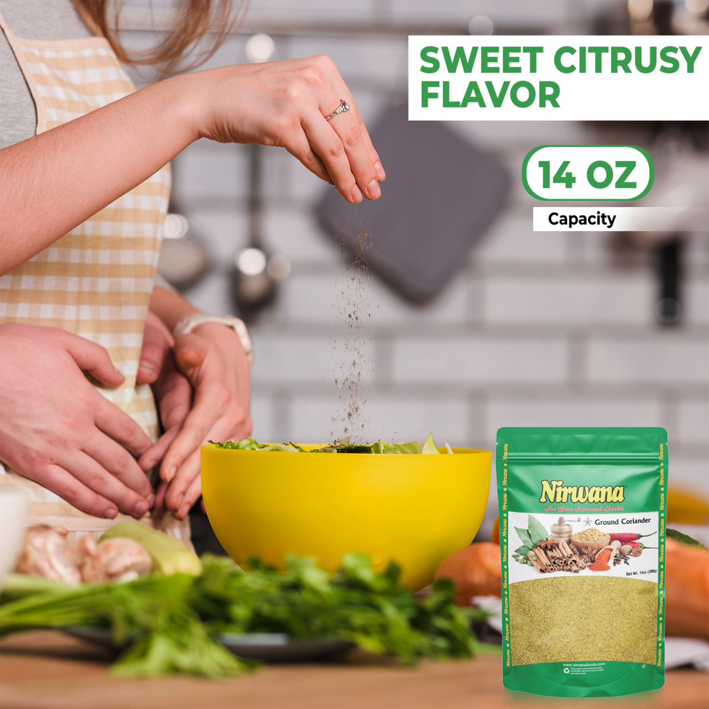 Nirwana Coriander Powder – 14oz Pouch | Premium Ground Coriander for Cooking & Spice Blends