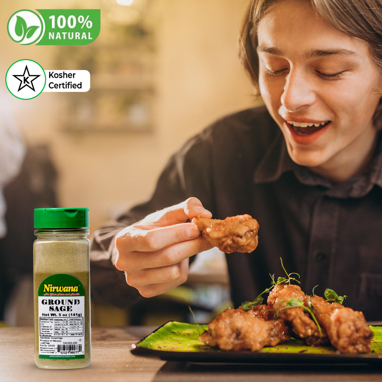 Nirwana Ground Sage – 5oz Small Jar | Premium Herb for Cooking & Spice Blends