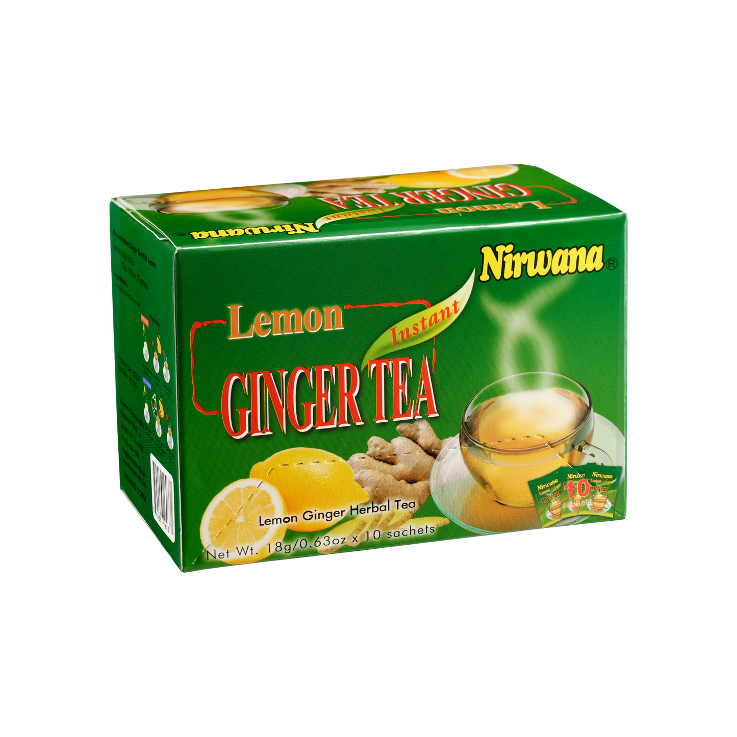 Nirwana Herbal Lemon Ginger Tea – 10 Instant Tea Sachets | Immune-Boosting Herbal Drink
