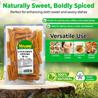 Nirwana Cinnamon Sticks – 2 3/4" | 16oz / 1lb Pouch | Premium Whole Cinnamon for Cooking & Baking