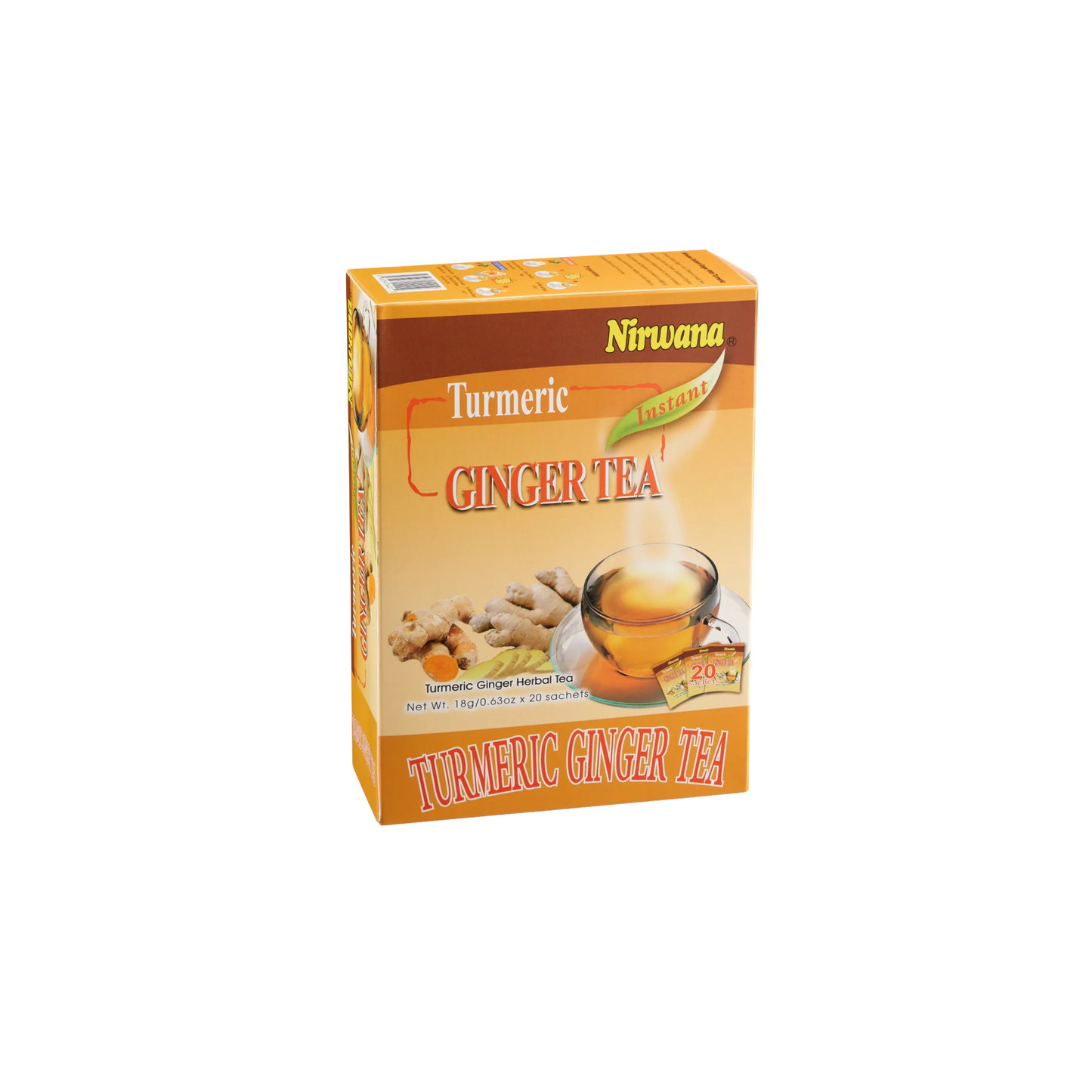 Nirwana Turmeric Ginger Tea – 20 Instant Tea Sachets | Immunity & Wellness Herbal Drink