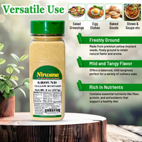 Nirwana Ground Yellow Mustard – 8oz Small Jar | Premium Tangy Spice for Cooking, Sauces & Pickling Blends