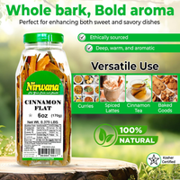 Nirwana Cinnamon Flat – 6oz Medium Jar | Premium Whole Cinnamon for Cooking & Spice Blends