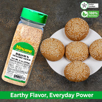 Nirwana Brown Sesame Seeds – 9oz Small Jar | Premium Whole Sesame Seeds for Cooking & Baking