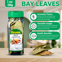 Nirwana Bay Leaves – 1 oz Small Jar | Aromatic Premium Whole Leaves for Cooking & Spice Blends