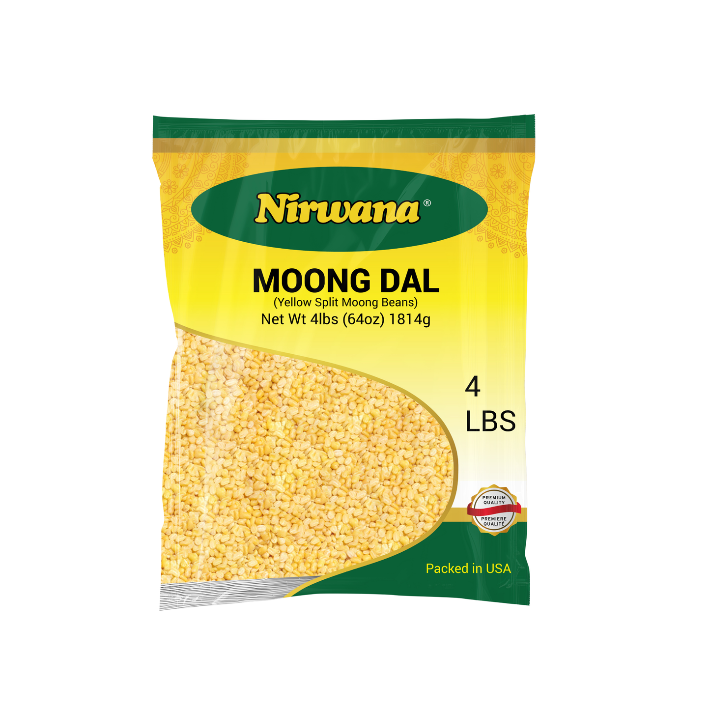Nirwana Yellow Split Moong Beans (Moong Dal) – 4 lbs Bag | Protein-Rich Lentils for Curries & Soups