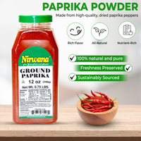 Nirwana Paprika Powder – 12oz Medium Jar | Premium Ground Paprika for Cooking & Spice Blends