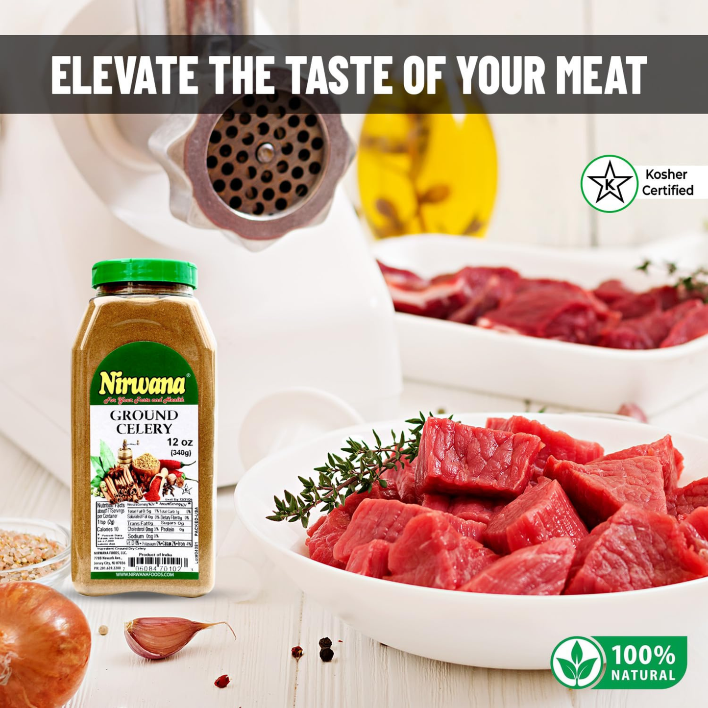 Nirwana Celery – 10 oz Medium Jar | Premium Dried Celery for Cooking & Spice Blends