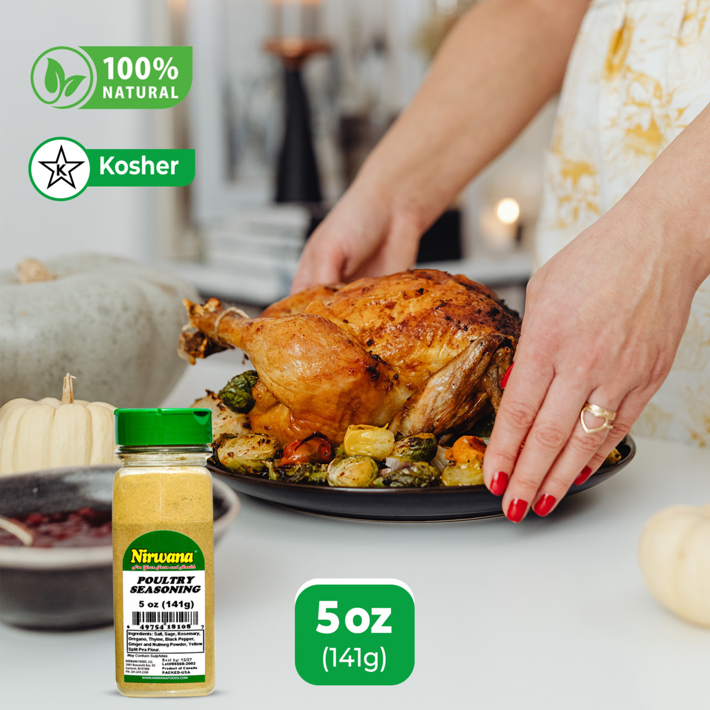 Nirwana Poultry Seasoning – 5oz Small Jar | Premium Herb & Spice Blend for Cooking & Roasting