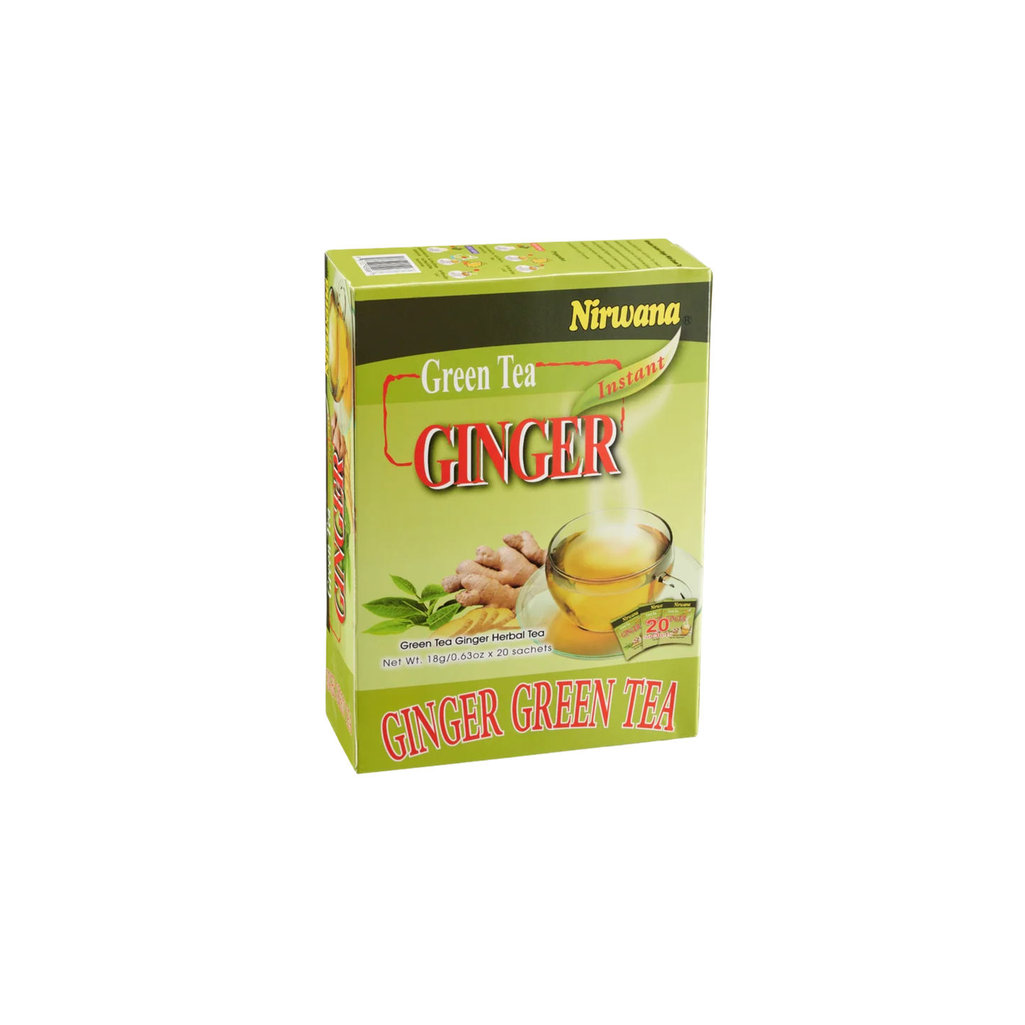 Nirwana Green Ginger Tea – 20 Instant Tea Sachets | Herbal Immune-Boosting Drink