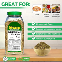 Nirwana Oregano Leaves – 7 oz Medium Jar | Premium Dried Oregano for Cooking & Spice Blends