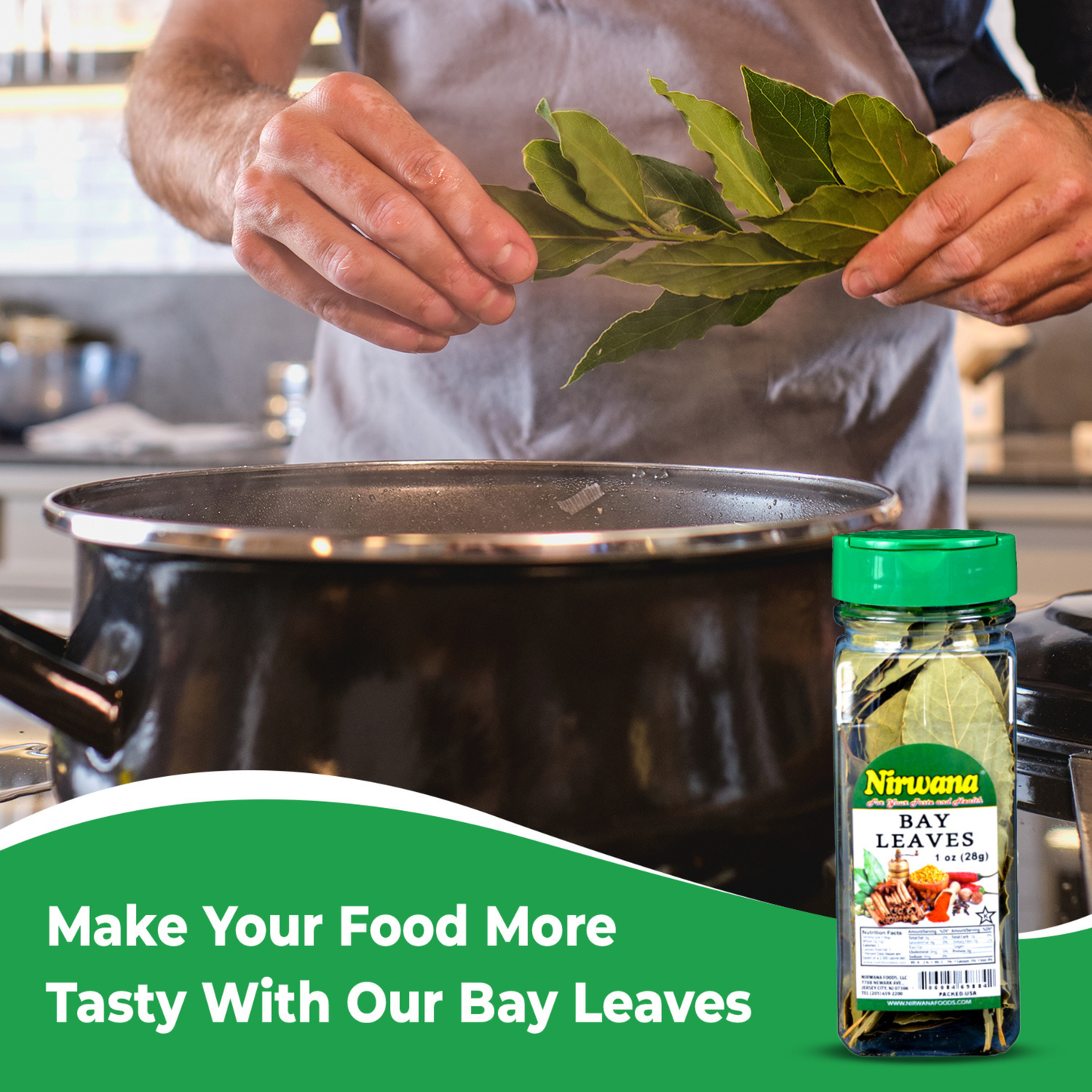 Nirwana Bay Leaves – 1 oz Small Jar | Aromatic Premium Whole Leaves for Cooking & Spice Blends