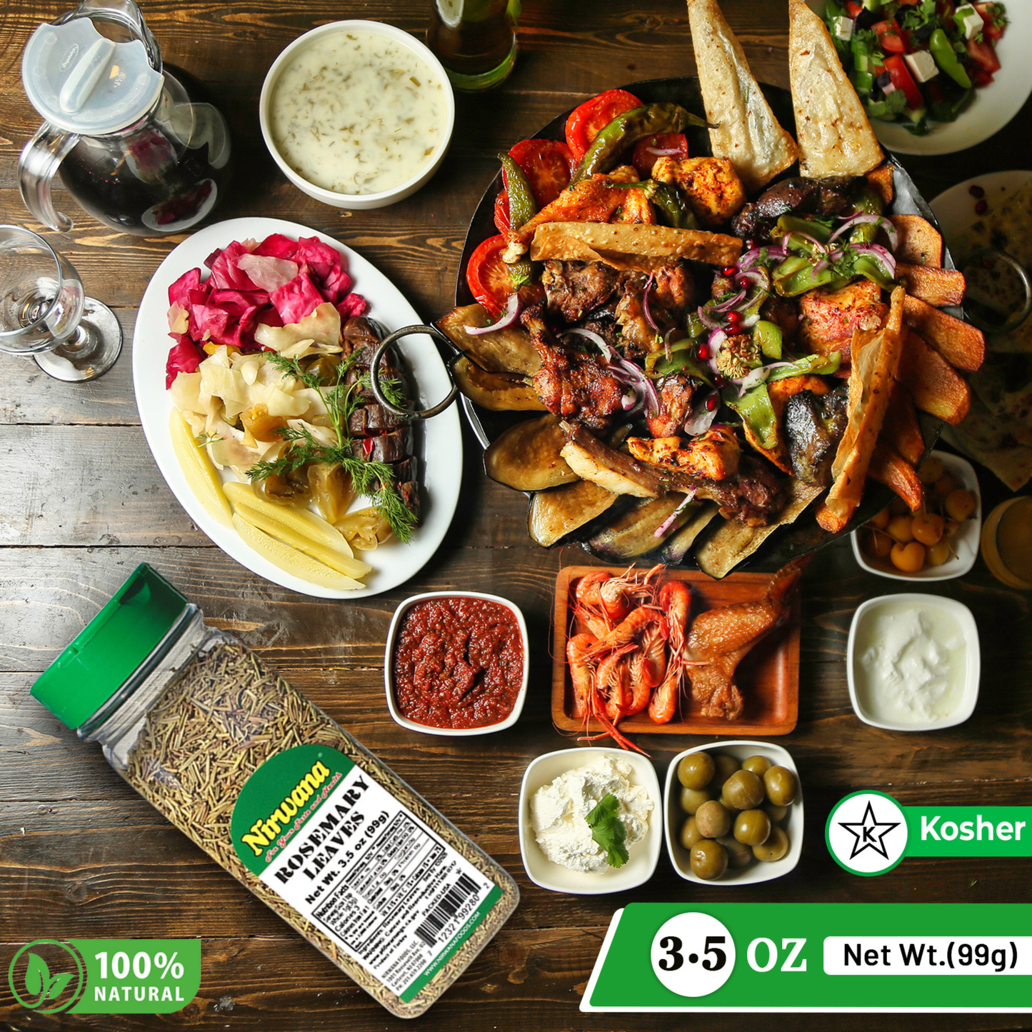 Nirwana Rosemary Leaves – 3.5oz Small Jar | Premium Dried Rosemary for Cooking & Spice Blends