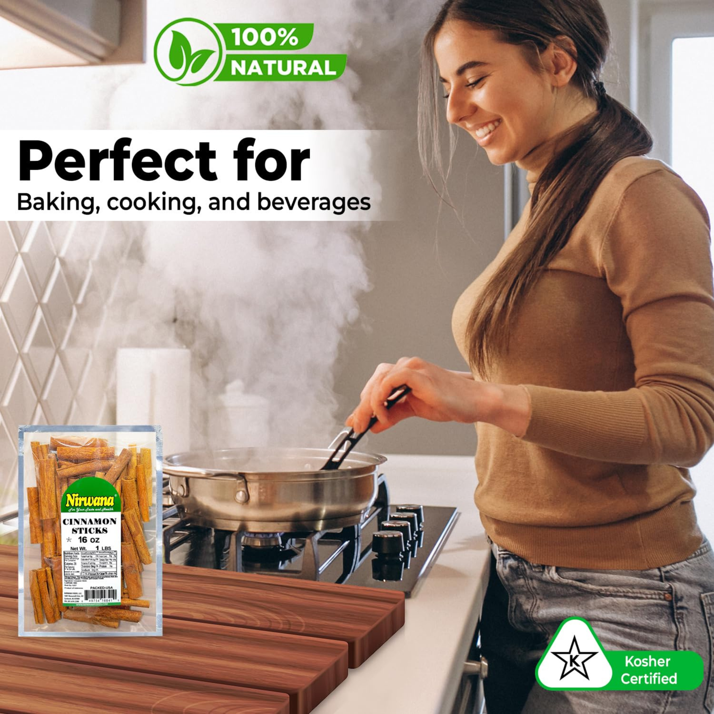 Nirwana Cinnamon Sticks – 2 3/4" | 16oz / 1lb Pouch | Premium Whole Cinnamon for Cooking & Baking