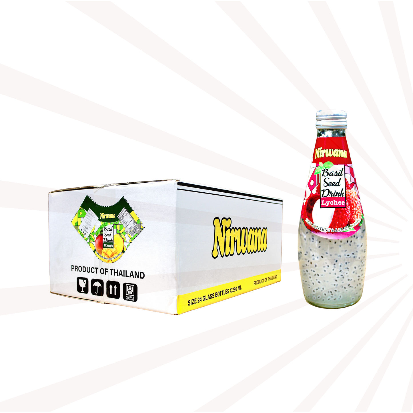 Nirwana Basil Seed Drinks – (By Case, 6 Flavors)