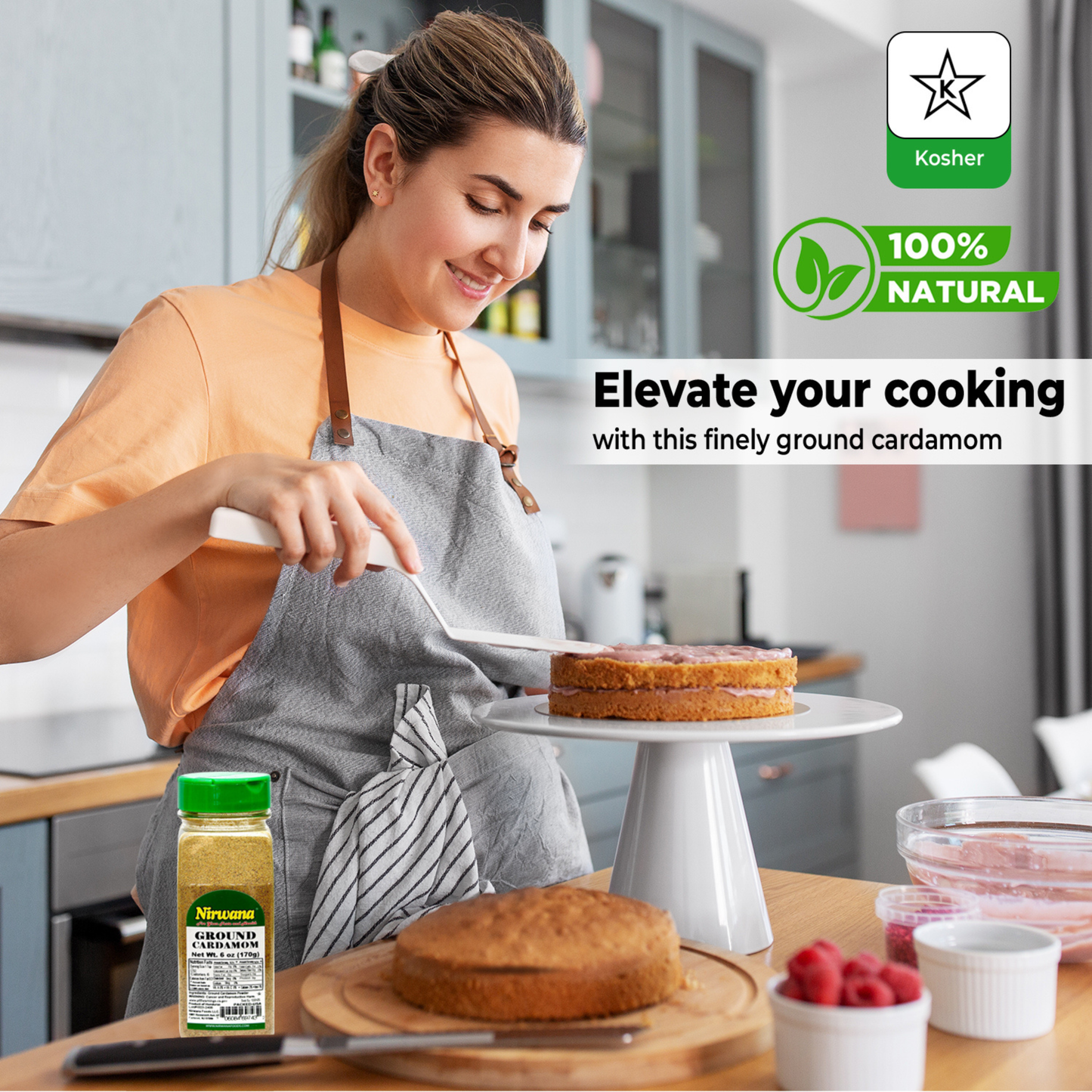 Nirwana Ground Cardamom – 6oz Small Jar | Premium Aromatic Cardamom Powder for Baking & Cooking