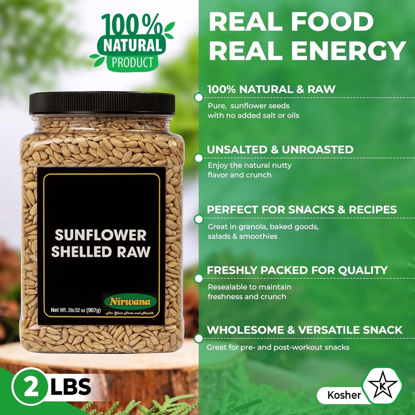 Nirwana Sunflower Shelled Raw – Premium Quality (Jar)