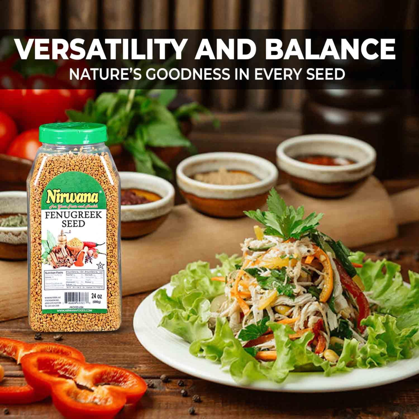 Nirwana Fenugreek Seeds – 24 oz Medium Jar | Premium Whole Fenugreek for Cooking & Spice Blends