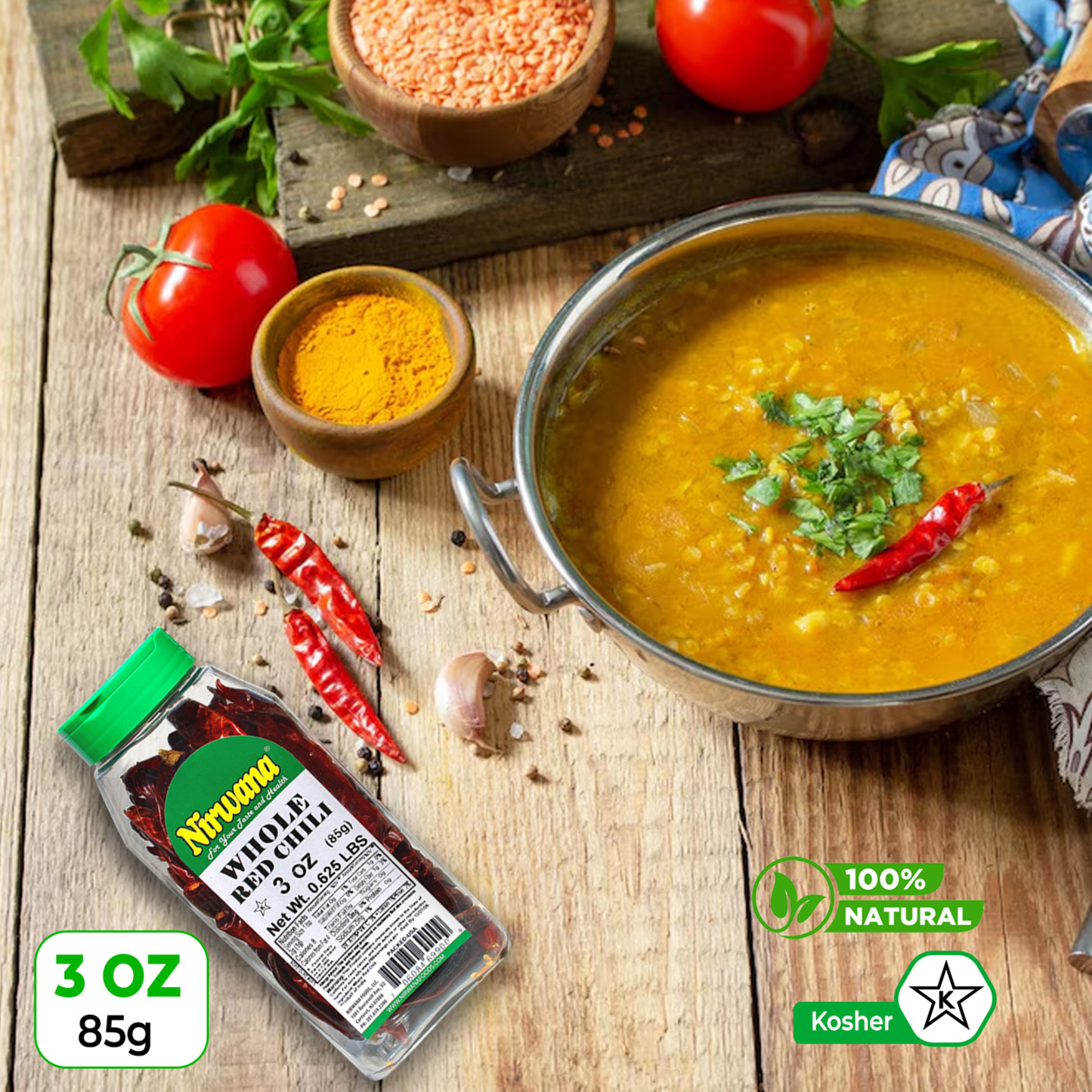 Nirwana Whole Chili – Stemless 3oz | Premium Dried Chili Peppers for Cooking & Spice Blends