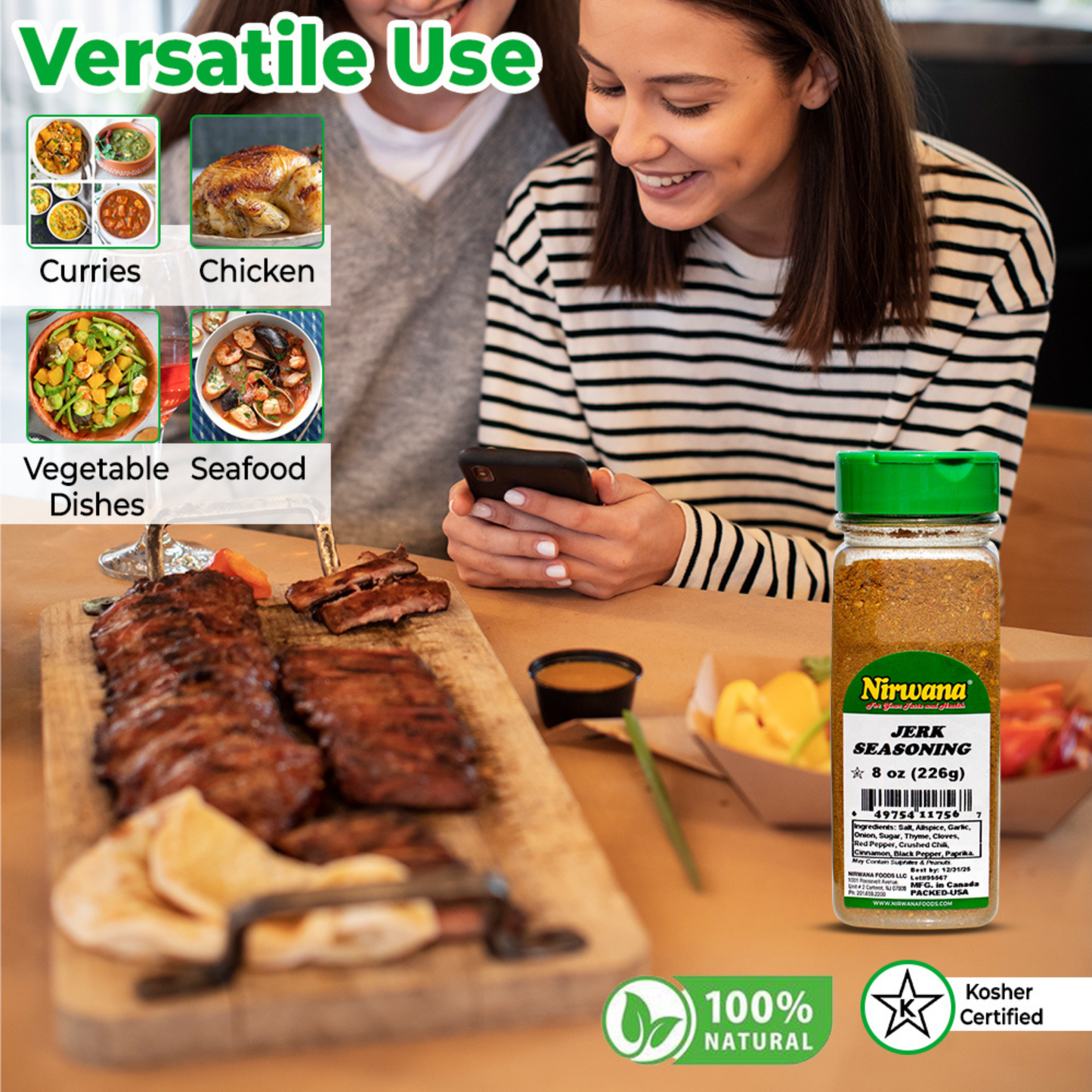 Nirwana Jerk Seasoning – 8oz Small Jar | Premium Caribbean Spice Blend for Cooking & Marinades