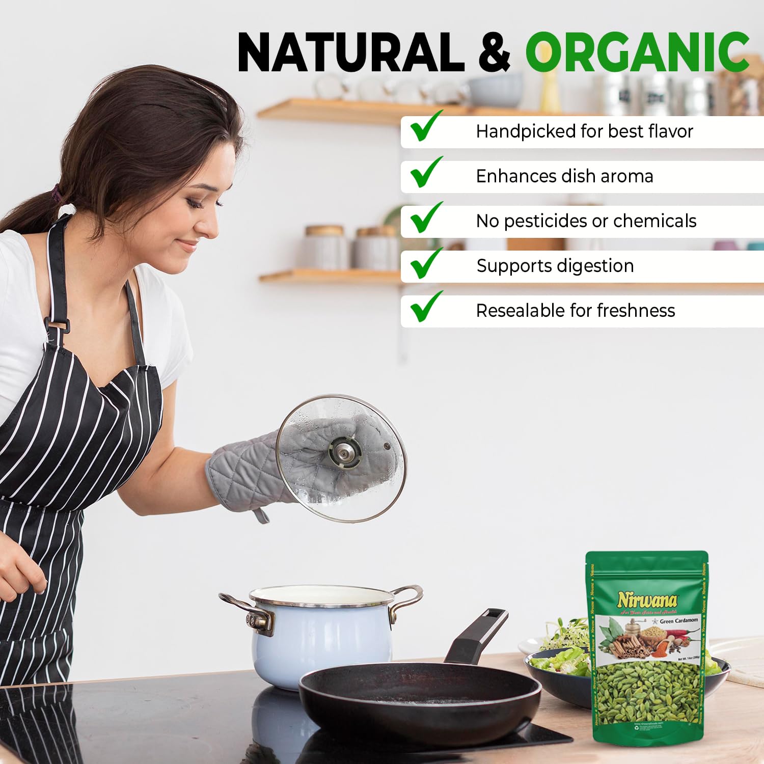 Premium Green Cardamom Pods - Aromatic Whole Cardamom for Cooking, Baking, Chai, and Curries - Ideal for Spices, Teas, and Authentic Recipes