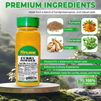 Premium Curry Powder – Gluten-Free, Vegan, and Non-GMO – Perfect for Cooking with Chicken, Shrimp, Tofu, and Vegetables – Adds Flavor to Soups, Snacks, and Meals 6 oz Jar by Nirwana