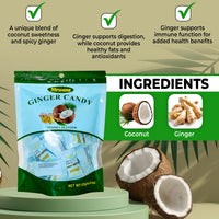 Ginger Coconut Candy – Sweet & Spicy Treat with Hints of Maltose Syrup, Coconut Essence, and Ginger Extract