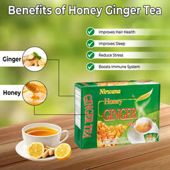 Honey Ginger Tea – Soothing Herbal Blend | Caffeine-Free Wellness Tea for Relaxation and Digestive Comfort | 20 Tea Bags