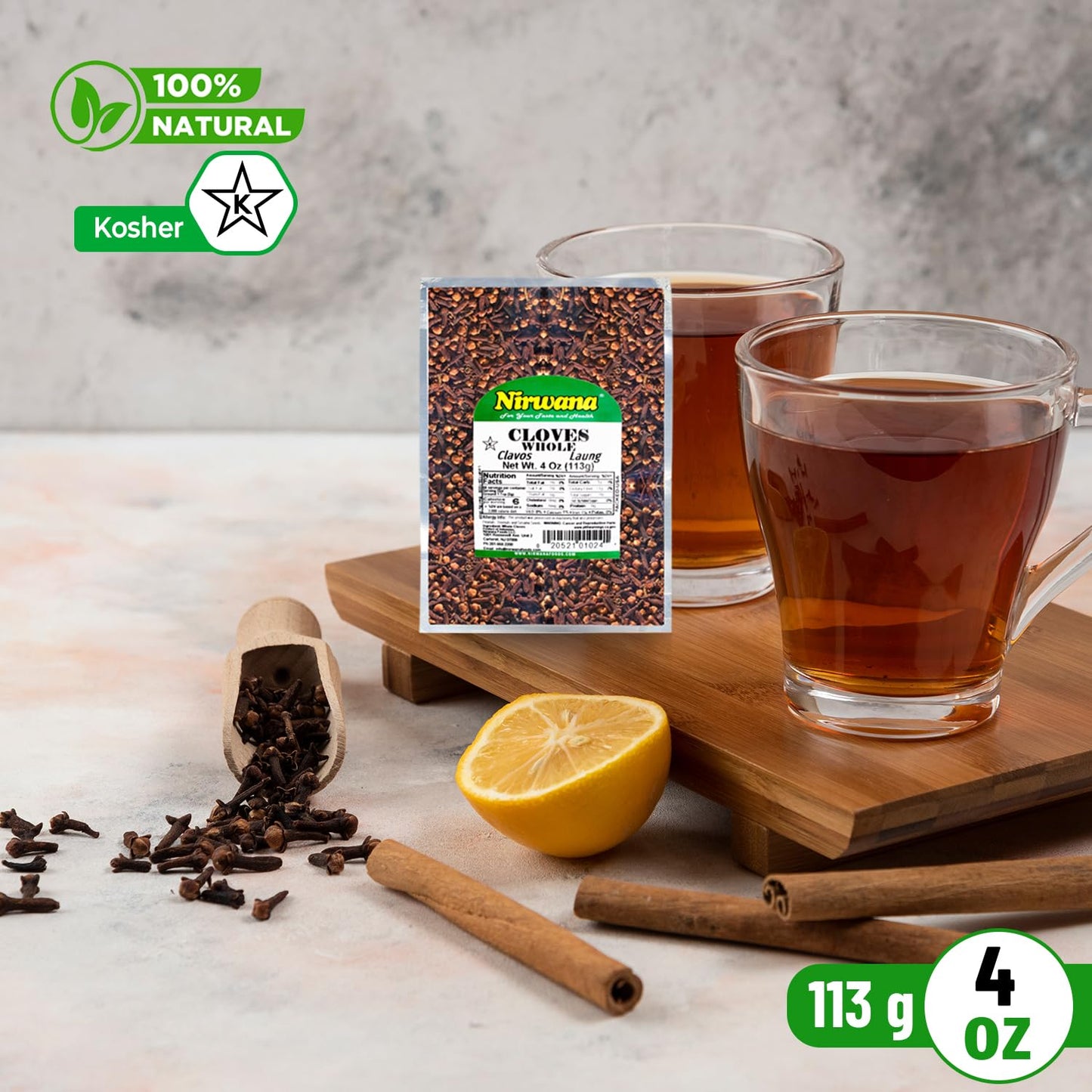 Nirwana Cloves Whole – 4oz (113g) Pouch | Luang • Clavo | Premium Whole Cloves for Cooking, Baking, Tea & Spice Blends