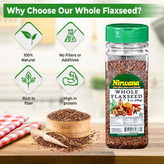 Whole Flaxseeds - Fiber, and Nutrition - Ideal for Smoothies, Baking, and Healthy Recipes - Rich in Antioxidants and Versatile Use - 8 oz Jar by Nirwana