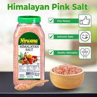 Nirwana Himalaya Pink Salt Fine 32 oz - Plastic Jar - Flaky, & Mineral-Rich – Compatible with Spice Grinders & Salt Shakers