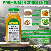 Premium Curry Powder – Gluten-Free, Vegan, and Non-GMO – Perfect for Cooking with Chicken, Shrimp, Tofu, and Vegetables – Adds Flavor to Soups, Snacks, and Meals 16 oz Jar By Nirwana