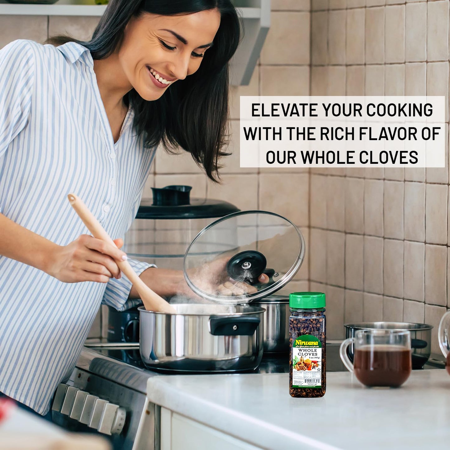 Whole Cloves | Premium Quality for Cooking, Baking, and Beverages | Natural and Aromatic | Ideal for Spices, Seasoning, and Home Remedies - 5 oz Jar by Nirwana