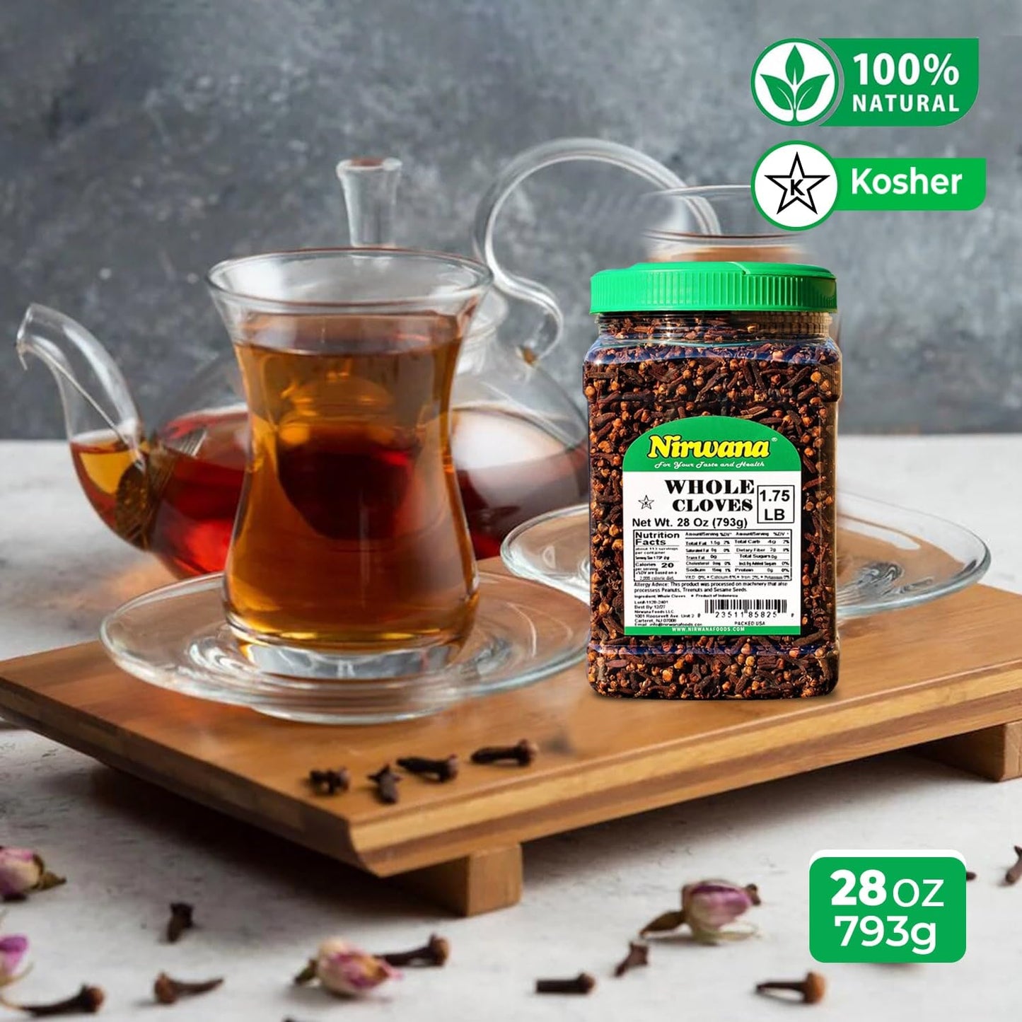 Nirwana Cloves Whole 1.75 lb | 28 oz | Laung | Clavo | (793g) Premium Quality for Cooking, Baking, and Beverages, Hand Selected, Spice ~ All Natural | Ideal for Spices and Seasoning