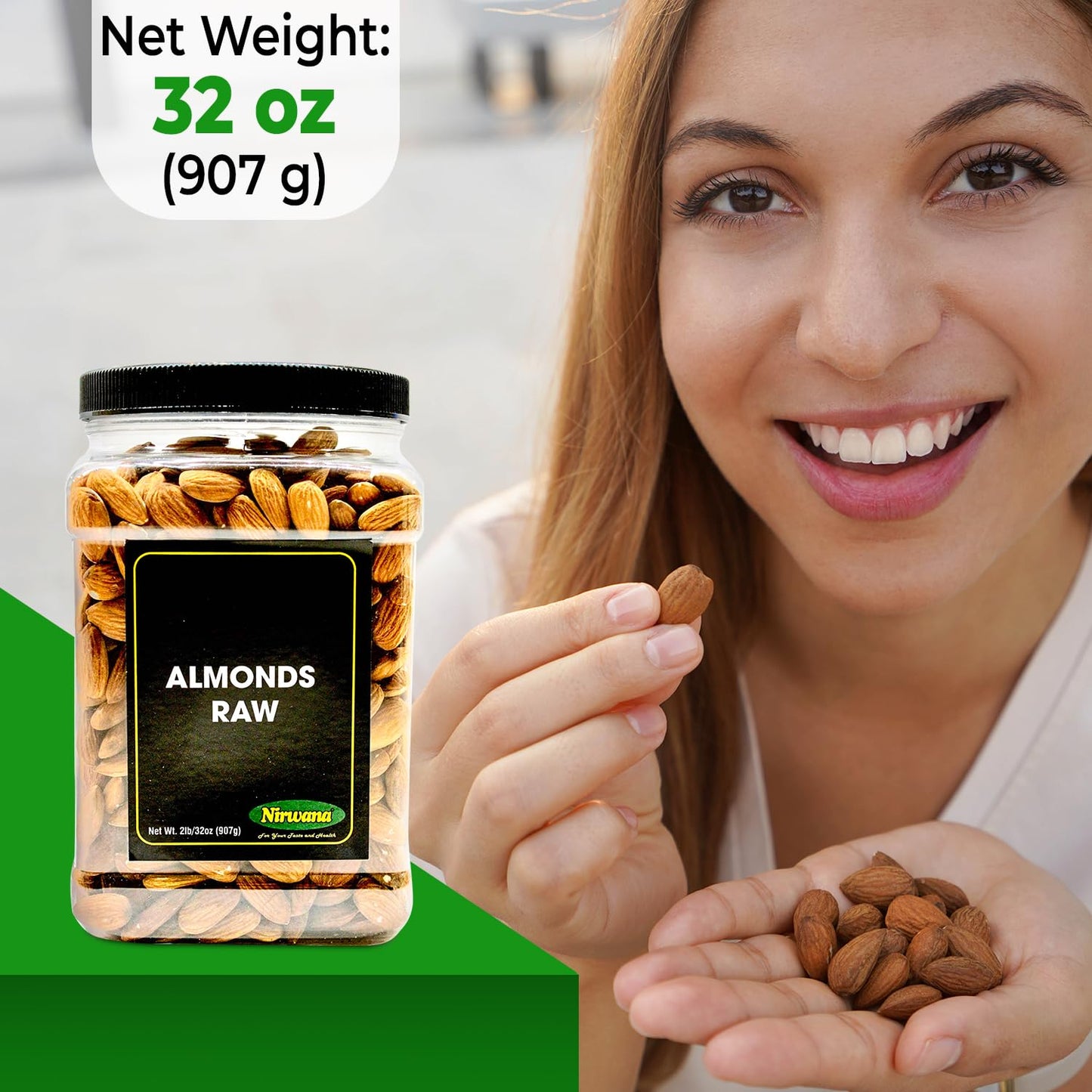 Raw Almond – Premium Quality & Unsalted| Packed with Vitamin E, Protein, and Fiber | Perfect for Healthy Snacks, Baking, Trail Mix, & Charcuterie Boards | 32 oz by Nirwana