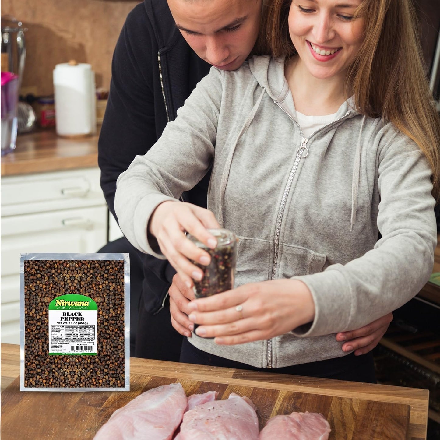 Whole Black Pepper – Bold & Aromatic Pepper for Grinders, Cooking & Seasoning | Ideal for Steaks, BBQ, Soups, and More 16 oz Pouch By Nirwana