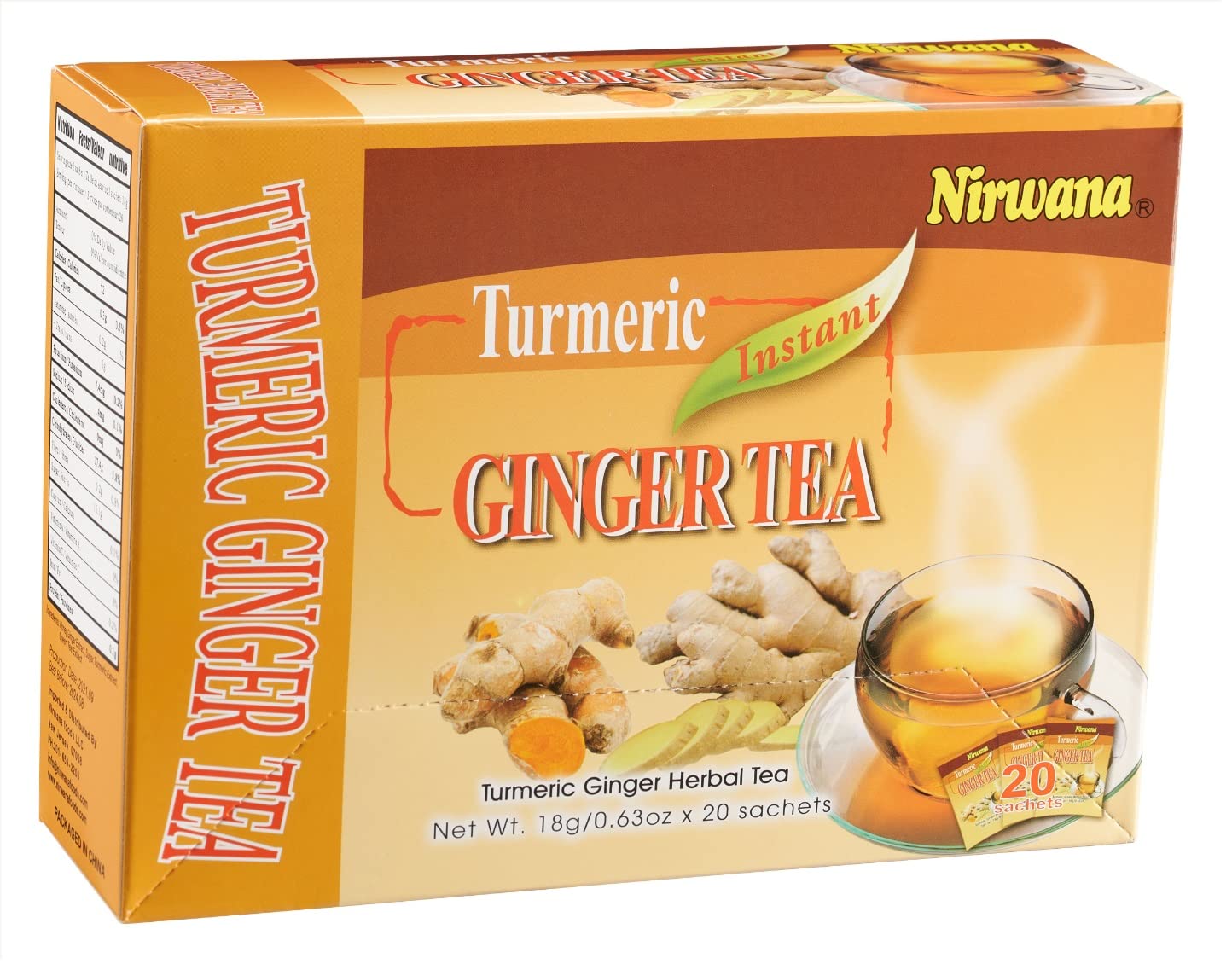 Turmeric Ginger Tea – Warming Herbal Blend with Spices – Soothing & Aromatic Loose Leaf or Tea Bags 20 Sachets